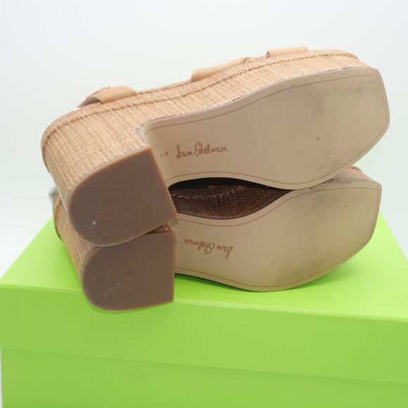 New Sam Edelman Women's 9 Trianna Platform Sandals Brown Leather Chunky Vintage - Picture 7 of 13